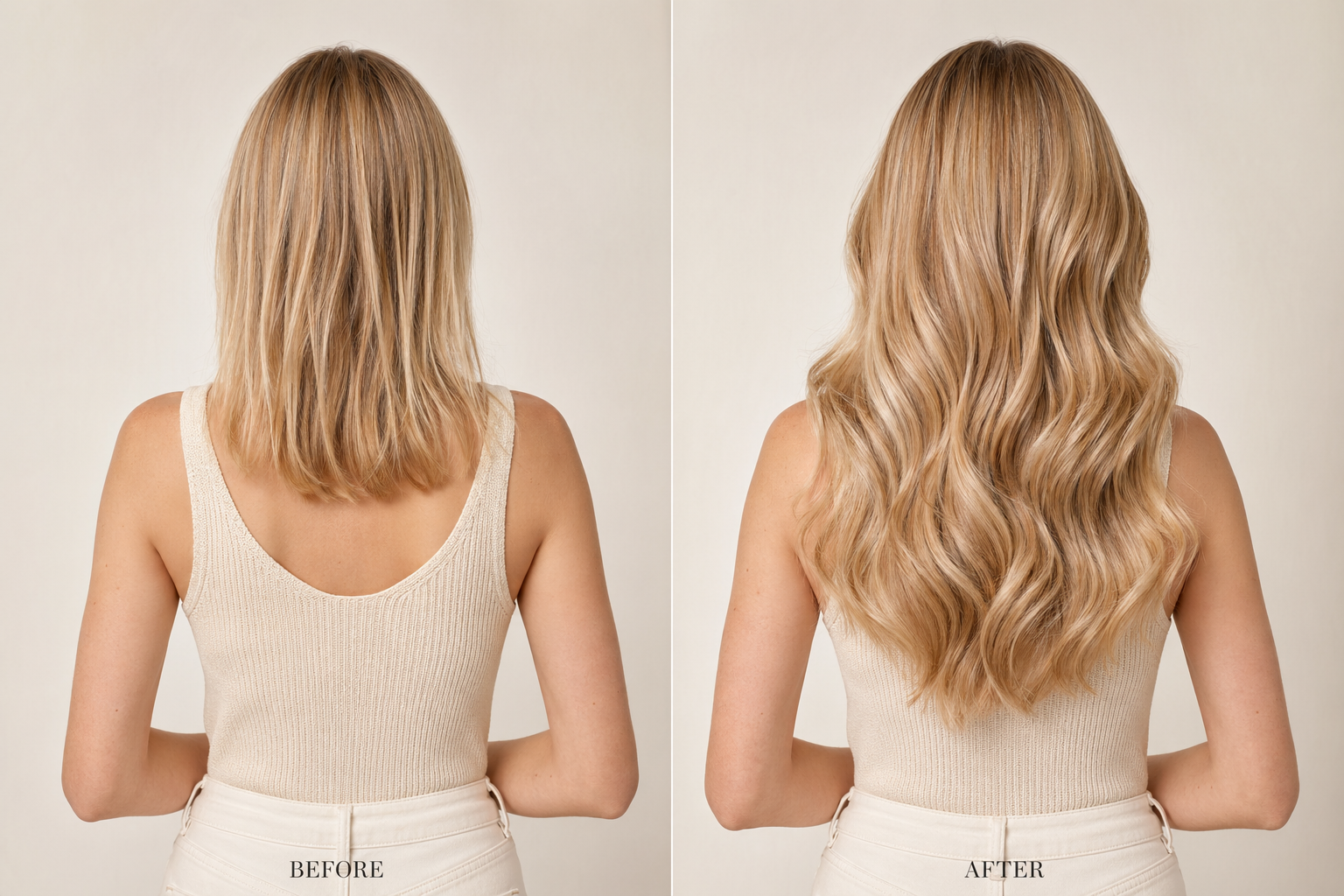 Before and after blonde hair extensions